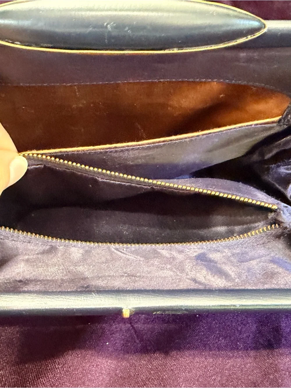 Vintage Structured Classic Navy Blue Top-Handle Satchel